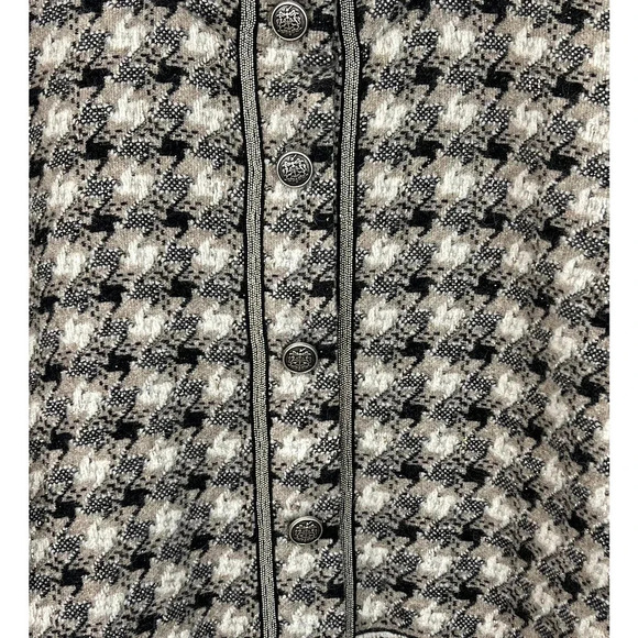 D. Exterior Made in Italy  Houndstooth Knitted Fringed Jacket - Picture 5 of 10